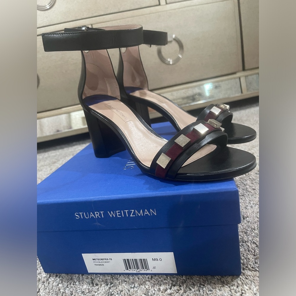 Stuart Weitzman Size 9 Black ankle strap sandal